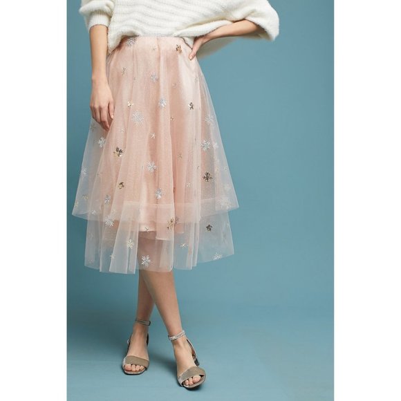 Anthropologie Eva Franco Metallic Tulle Midi Skirt - Picture 3 of 6